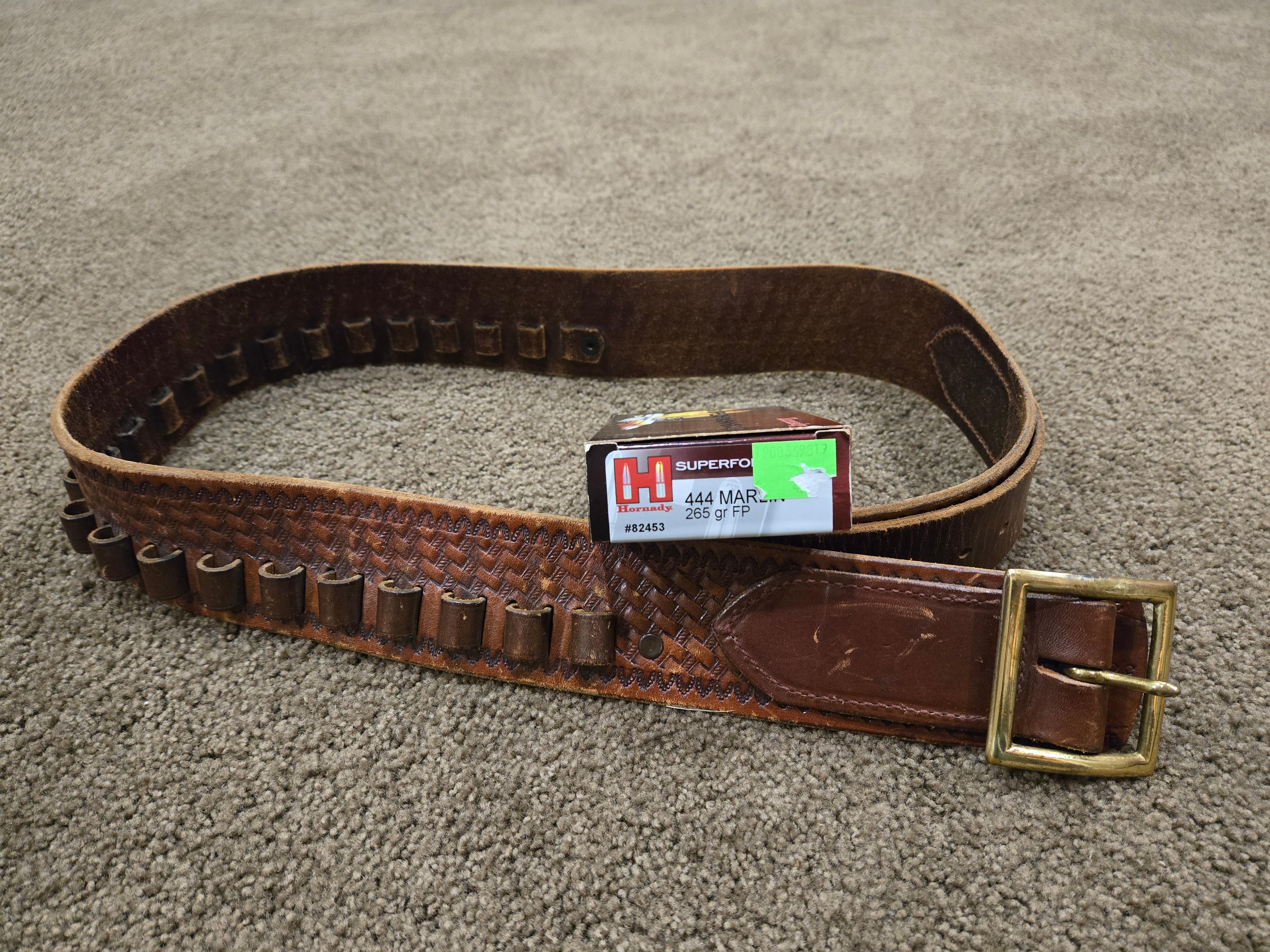 Photo of 444 marlin ammo and genuine leather ammo belt 