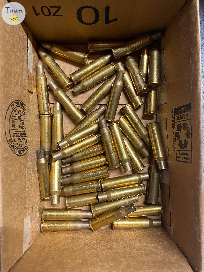 Photo of Once fired 7.62x54R brass.