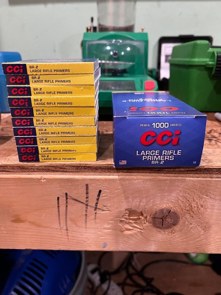 Photo of 2 full bricks of cci BR2 large rifle primers